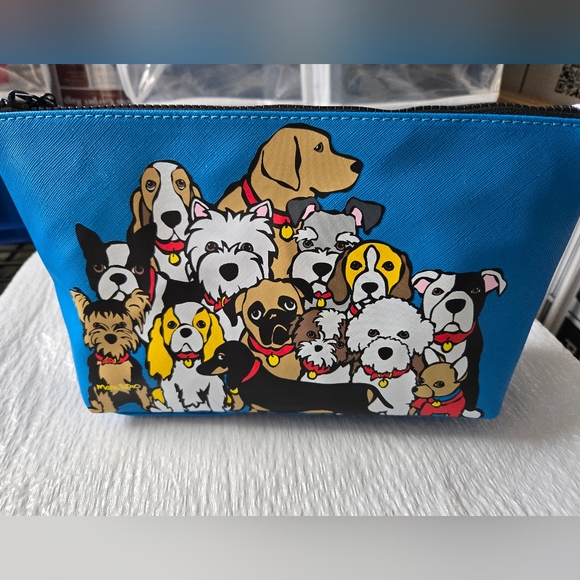 Marc Tetro Handbags - NWT Marc Tetro Dog Breed Blue Print Clutch/Bag/Purse/Cosmetic Bag
